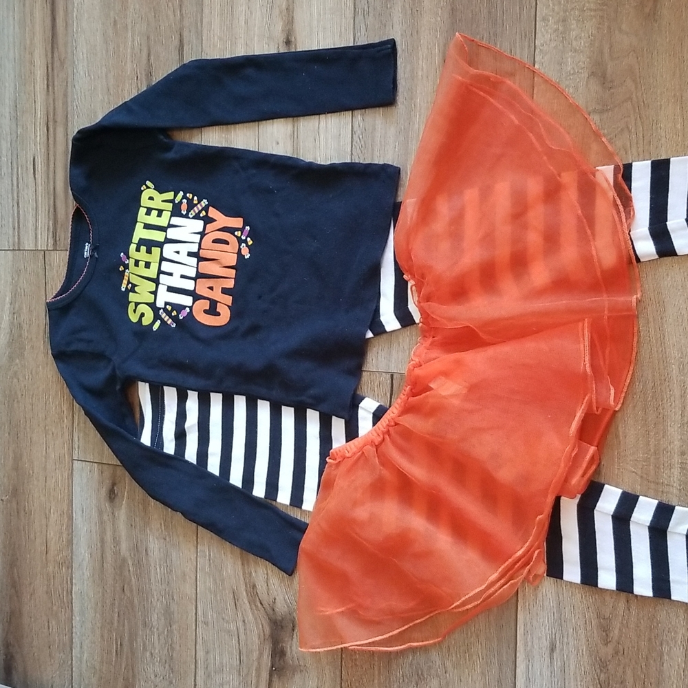 Size 5 Carter's Halloween Pajama Set with Orange Tutu Skirt "Sweeter Than Candy"